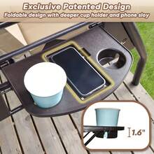 ZZW 3 Seat Outdoor Porch Patio Swing With Stand 800lbs 2-In-1 Convertible Swing Bed With Adjustable Canopy & Removable Cushion For Yard Garden Deck - 卡其色 - 查看 5