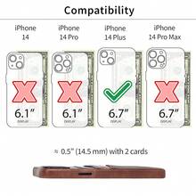 Funda de tarjeta para 14 Plus con placa de metal integrada para montaje magnético y 2 bolsillos: Cartera de piel sintética premium Exec M2 (14 Plus, Marrón) - Multicolor3 - Ver 3