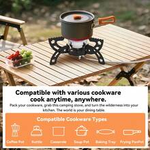 Fogão portátil REDSUN FD6 de 3 pernas para mochileiros, dobrável, sem acendedor, com alto desempenho à prova de vento, queimador infravermelho, utiliza gás butano-propano (cartucho para grandes altitudes), alta potência de 10.000 BTU, ideal para atividades ao ar livre, camping, piquenique e churrasco. Acompanha estojo de transporte em EVA de alta qualidade. Equipamento completo para camping. - Preto - Ver 4