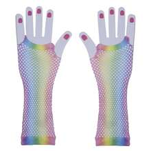 Fishnet Fingerless Gloves Mesh Arm Sleeves Fish Net Arm Sleeves EMO Gloves For Women In Theme Party Scene Accessories{"Size_name":"Long","Color_name":"#14-Rainbow(Long)"} - 多色1 - 查看 5