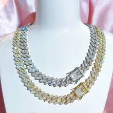 2025新款嘻哈女款项链手链14毫米链冰晶双排钻石密镶迈阿密钻石手链女款珠宝