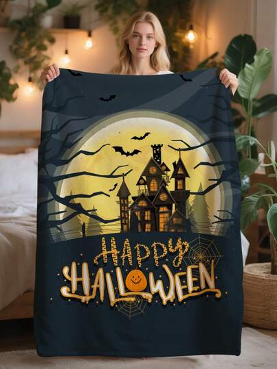 1 cobertor de flanela de Halloween para cama, quentinho e aconchegante, cobertor, melhor cobertor, cobertor aconchegante, tecido macio e respirável para quarto, sala de estar e sofá para cochilar, presente para família, presentes de aniversário, presentes de Halloween