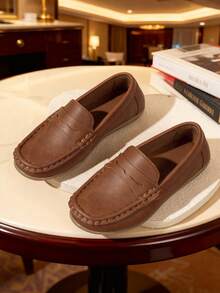 2025 New Korean Style Children's Rubber Sole Anti-Slip Versatile Lightweight Loafers - Rust Brown - View 5