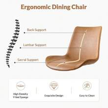 Dining Chairs, Modern PU Leather Dining Room Chair With Sturdy Metal Legs, Upholstered Seat Dinner Chairs Accent Side Chairs For Indoor Kitchen Living Room Restaurant (Brown, Set Of 6),23063942 - 巧克力棕 - 查看 5