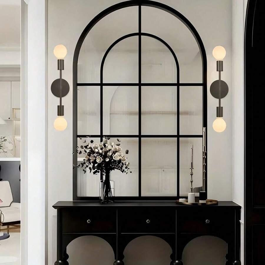 1 件现代简约黑金色双头壁灯，E27 灯泡底座，适用于客厅、餐厅、走廊、卧室床边（不含灯泡） - 彩色 - 查看 1