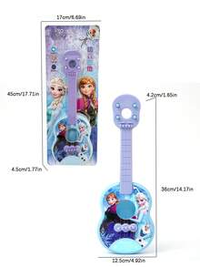 1pc Disney Frozen Classic Guitar Musical Instrument With Strings Learning Educational Toy, Fun Ukulele Musical Instrument Children's Guitar Toy, Suitable For Kids School Games Education Christmas Birthday Gift - Multicolor - View 10