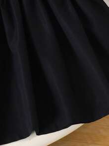 Young Girl' Elegant French Aristocrat Style Lace Trim Bow Collar Long Sleeve Princess Dress - Black - View 5