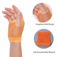 Fishnet Fingerless Gloves Mesh Arm Sleeves Fish Net Arm Sleeves EMO Gloves For Women In Theme Party Scene Accessories{"Size_name":"Short","Color_name":"#9-Orange(Short)"} - 多色26 - 查看 4