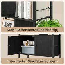 Freistehendes, doppel-türiges, sechsstöckiges, leiterförmiges Bücherregal mit Metallregalen, geeignet für Wohnzimmer, Arbeitszimmer, Büros und industrielle Designumgebungen