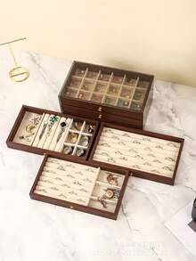 1pc Luxury Rhombic Pattern Lockable 3/2/1 Compartment Jewelry Box, Multi Layer Jewelry Box With Lock, Jewelry Storage Box, Earring And Jewelry Box, Vanity, Bedroom Accessory, Home Organization And Storage, Room Decor, Gift For Women - Lockable Storage Box, Multi-Layer Faux Pearl Jewelry Box With Lock, Dual Drawer PU Leather Jewelry Box, Lockable Ring, Earring, Bracelet, Necklace Jewelry Box With Lock, Elegant Dual Layer Lockable Jewelry Box - Secure Earring And Ring Organizer, Portable Gift Solution Lockable Dual Layer Jewelry Storage Box To Store Earrings, Rings, Watches, Bracelets And Accessories, Organize And Store, Holiday Gift, Gifting For Sophisticated Friends, Dual Layer Lockable Jewelry Box - Ring, Necklace And Accessory Security Manager Back To School