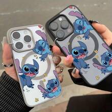 Disney Three Adorable Stitch Phone Case, Compatible With IPhone 17 Pro Max17 Pro/17 Air/17/16/15/14/13/12/11/XS, Anti-Drop Protective Magnetic Cover, Multiple Colors Available, Transparent Design - màu đen - Xem 2