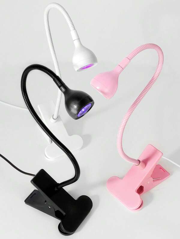 1 pezzo Lampada LED UV portatile per asciugare lo smalto per unghie in gel, con molletta flessibile da scrivania, mini lampada per unghie USB, asciugatore per unghie, strumento per salone di bellezza. Lampada per manicure piccola, con molletta, pieghevole, estremamente flessibile, alimentata tramite USB, accensione automatica.
