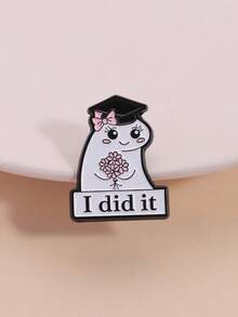 1pc Graduation Achievement Badge Cute Cap Design Pink Bouquet Celebration I Did It Slogan For Memory Collection Accessory Gown Decoration Graduate Gift - Multicolor - View 1
