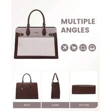 Laptop Bag Women 15.6 Inch Work Tote, Business Computer Briefcase, Waterproof PU Leather Tote Bag Teacher, Office Shoulder Tote Purse - 15,6 inch + Cà phê - Tím nhạt - Trắng hồng - Xem 9