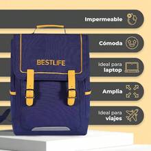 Mochila de Viaje Mochilas Escolares para Nias y Nios - Ergonomicas Mochilas para Mujer y Mochilas para Hombre - con Bolsillos para Botellas Mochila de Impermeable Mochila Escolar - Cuadernos - Azul-Amarilla - Ver 3