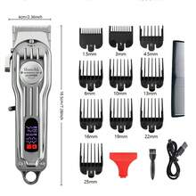 D4 专业男士理发器 - 无线/有线二合一理发器，可用于理发和修容，可充电胡须修剪器，无线男士理发器，理发套装，无线液晶显示屏理发器套装