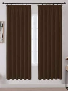 VEHEDE Bộ 2 rèm cửa cản sáng màu be cho hệ thống thanh treo rèm, rèm ngắn, rèm phòng ngủ mờ, rèm có diềm xếp ly. - màu nâu - Xem 15