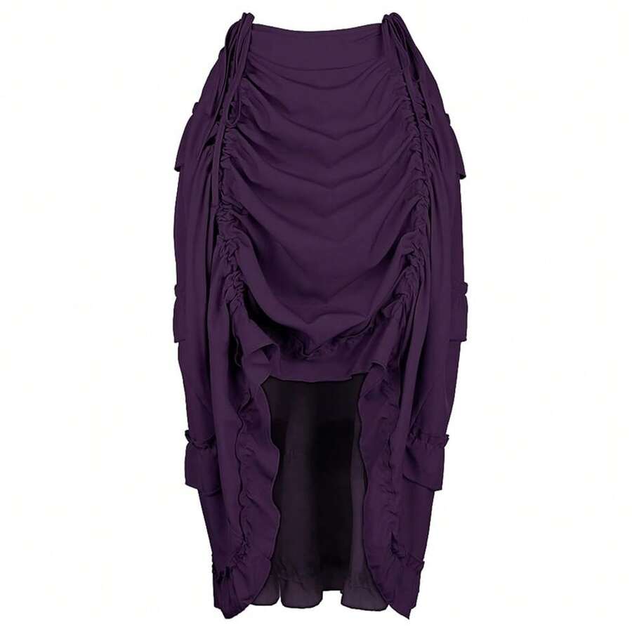 Zhitunemi Women's Steampunk Skirt Ruffle High Low Outfits Gothic Plus Size Pirate Dressing{"Size_name":"Medium-Large","Color_name":"Purple"} - 紫色 - 查看 1