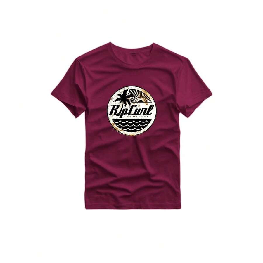 Camiseta Malha Algodão Rip Surf Envio Rapido Estampa Frente - Vinho - Visão 1