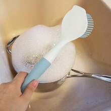 Healeved Cepillo De Lavado De Trastes De Silicona con Mango Largo No Se Adhiere Al Aceite Cepillo De Cocina Antideslizante para Limpiar Ollas y Sartenes Ideal para Eliminar Grasa y Suciedad - 1 - Ver 2