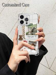 Ốp lưng điện thoại tự thiết kế theo yêu cầu, 1 chiếc ốp lưng TPU mềm trong suốt chống rơi, chống bám vân tay, ôm sát toàn màn hình, tương thích với iPhone 16/14 Plus/13 Pro/12 Pro Max/11/6P/7P/XS/XR, quà tặng cá nhân hóa cho người thân, người yêu, gia đình, bạn bè, sinh nhật, kỷ niệm. - Trong sáng - Xem 3