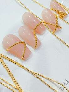 1米DIY美甲超薄1.0毫米银铜珠链，节日礼物美甲用品指甲饰品美甲宝石 - 彩色 - 查看 10