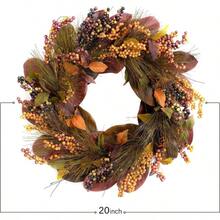 18 Inch Fall Wreath Magnolia Leaves With Pine Needle Yellow Berry Wreath Front Door Harvest Festival Decor Window Wedding Autumn Outdoor Indoor Dcor