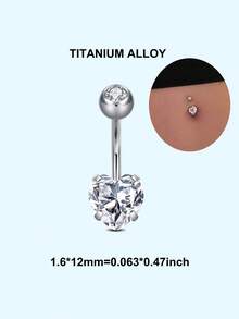 Khuyên rốn hợp kim titan 14G G23, titan nguyên khối hình trái tim cắt giác, đá Cubic Zirconia, trang sức xỏ rốn, khuyên rốn có ren trong, trang sức xỏ rốn 14G, khuyên rốn, trang sức xỏ rốn cho nữ và nam - Trái tim trắng CZ - Xem 15