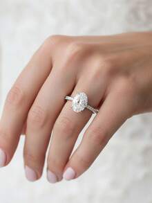 1pc Women's Wedding Ring, Minimalist Half-Set Ring, 2.1g 925 Sterling Silver, 2ct Moissanite, Boho Chic Palace Style, Engagement/Wedding/Anniversary/Valentine's Day Gift, With Moissanite Certificate And Elegant Gift Box