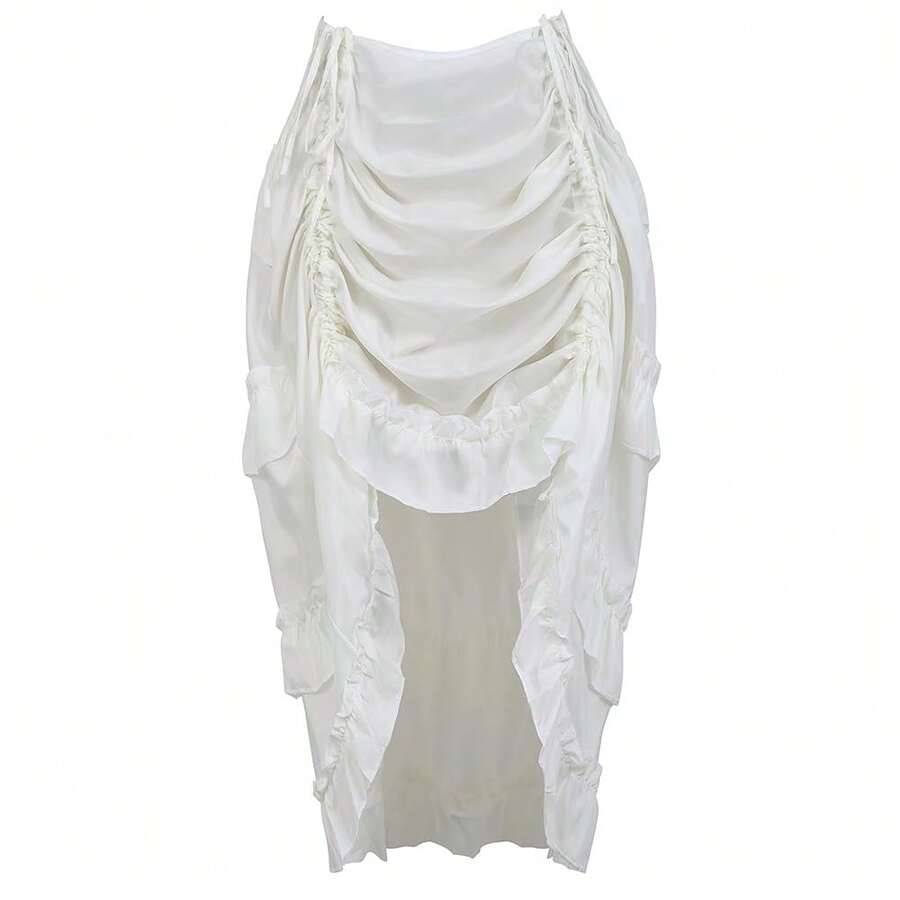 Zhitunemi Women's Steampunk Skirt Ruffle High Low Outfits Gothic Plus Size Pirate Dressing{"Size_name":"X-Small-Small","Color_name":"White"} - 白色 - 查看 1