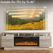 [2 Packages Shipping]70"Fireplace TV Stand With 36" Electric Fireplace,  Stainless Steel Pipe,Modern 70 Inch 2 Tier TV Console Stand For TVs Up To 80", LED Light Entertainment Center With Storage Cabinets - Xem 6