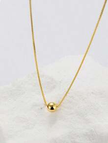 ELSEDES 1 pieza Collar de cadena clavícula corta simple con bola de plata S925 de  de moda para uso diario o en fiestas de mujeres - Plateado - Ver 3