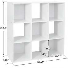 Nouva 9 Cube Storage Organizer Shelf With 5 Removable Back Panels Freestanding 3-Tier Open Wood Bookshelf For Home, Office, Bedroom, Living Room, White - trắng - Xem 2