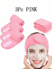 1件/3件/5件装可调节宽发带瑜伽SPA沐浴淋浴化妆洗脸美容头带女士化妆配饰发饰 - 黑色 - 查看 25