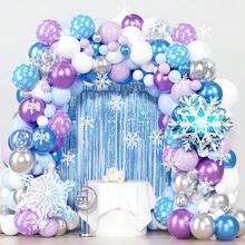 148 Pcs Frozen Birthday Party Decor Blue Purple Snowflake Foil Balloons DIY Balloon Arch For Birthday Balloons Baby Shower Wedding Graduation Party Decorations