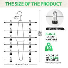 Clothes Hangers With Clips, Space Saving Hanging Closet Organizer-6 Tiers Skirt Hangers With 360° Swivel Hook, Closet Organizer-Clothes Hangers- College Dorm Essentials Apartment Essentials - Bạc - Xem 4