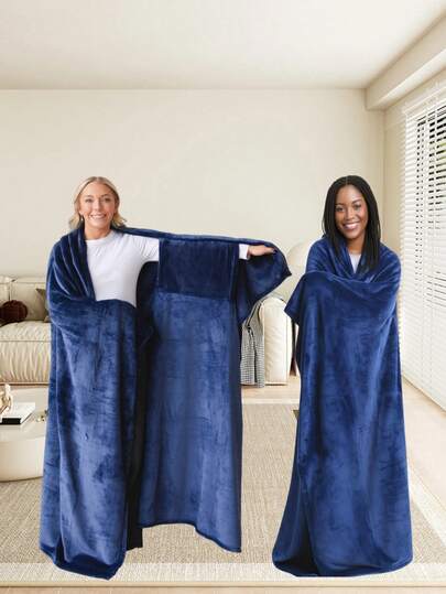 Wearable Blanket For Women Men With Sleeves , Top Christmas Gifts , Birthday Gift Ideashoodless Flannel Blanket Wrap, Soft And Cozy Lounge Blanket, One Size Fits Most, Multicolor