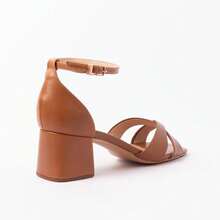 Amelie Sandal Genuine Leather Elegant Block Heel 6 Cm Comfort - 哈瓦那 - 查看 2