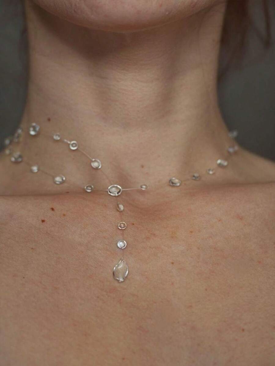 1 chiếc vòng cổ ngọc trai giả hình giọt nước thời trang tối giản, phù hợp cho phụ nữ trong mọi dịp - Trong sáng - Xem 1