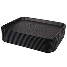 12 Pack Fast Food Tray 13.7 X 10.5 Inch Plastic Restaurant Serving Tray Cafeteria Tray For Coffee Table Party Black