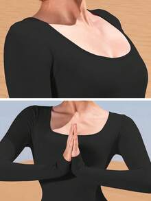 Yefecy Women's Basic Yoga Running High Stretch Sports Jumpsuit - Black - View 5