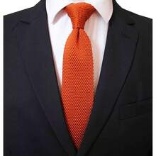 Corbata delgada de punto de unicolor y textura para hombres, acabado cuadrado {"Talla_nombre":"Talla única","Color_nombre":"Naranja" - Multicolor2 - Ver 3