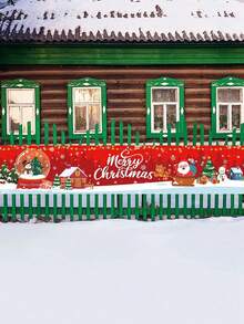 1 pieza Bandera de decoración navideña, fondo de tela con estampado de Papá Noel, muñeco de nieve, árbol de Navidad y hombre de jengibre, para decoración de fondo de fiesta de Navidad, decoración colgante de valla de pared navideña, decoración colgante de patio y jardín navideño, suministros para eventos y fiestas navideñas en el hogar - Multicolor - Ver 15