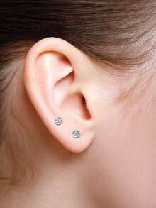 CIZME 1 对不锈钢假耳环耳钉 CZ 直径 4 毫米仿无穿孔耳环耳夹适合女士男士无穿孔身体首饰