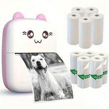 迷你打印机，迷你照片标签打印机，便携式迷你热敏打印机，口袋型打印机，无墨便携式热敏打印机，可用于打印照片/贴纸/便签/收据 - 彩色 - 查看 9