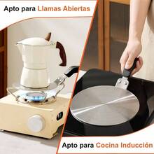 Difusor de Calor para Estufa, Placa Difusora de Acero Inoxidable con, Dimetro 20cm, Apto para Coccin Lenta y Calentamiento Uniforme, Compatible con Estufas de Induccin, Gas y Elctrica - Plateado - Ver 5