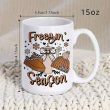 1 "Halloween Themed Ceramic Mug", Coffee Cup, Tea Cup, 11 Oz And 15 Oz "Halloween Frozen Season" Pattern, Best Halloween Holiday Gift For Friends And Family, High Temperature Resistant, Machine Washable, Halloween Decoration Gift, Seasonal Mug, Holiday Beverage Utensil, Halloween Design, Decorative Cup, High-Quality Ceramic, Durable Cup, Coffee Cup, Coffee Enthusiast, Gift Shopper - 白色 - 15盎司 - 查看 9