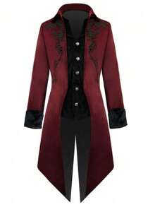Medieval Vintage Punk Long Coat Costume, Polyester, For Halloween Cosplay