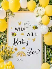 1 件 WHAT WILL BABY BEE 派对墙贴，婴儿洗礼派对背景拱门装饰贴纸 - 黃色 - 查看 7