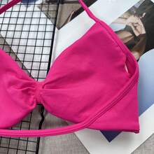 Áo lót hai dây phổ biến, áo ngực thể thao không lưng dây mảnh dành cho nữ, hỗ trợ nhẹ, áo tập thể dục dáng ngắn, áo ngực yoga xếp ly không đường may, thích hợp cho mùa xuân. - Màu Hồng Tươi - Xem 7